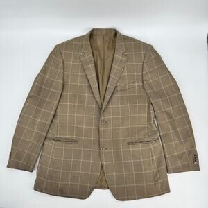 Di Milano Uomo Blazer Mens 44 L Brown Tan Glen Plaid Silk Wool Blend Two Button